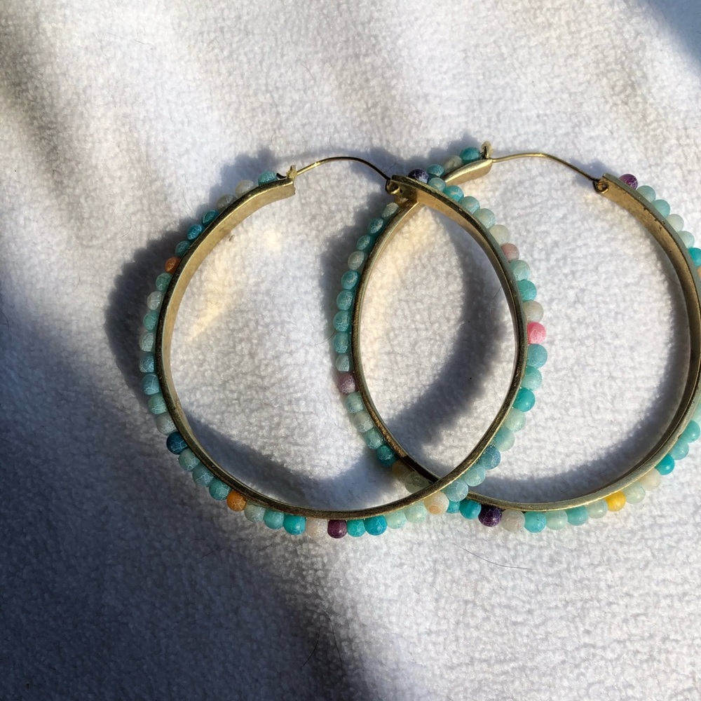 Anthropologie Large Beaded Statement Earrings